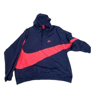 Nike Sportwear Anorak Big Swoosh Half Zip Nylon Jacket Blue Pink Rare XXL